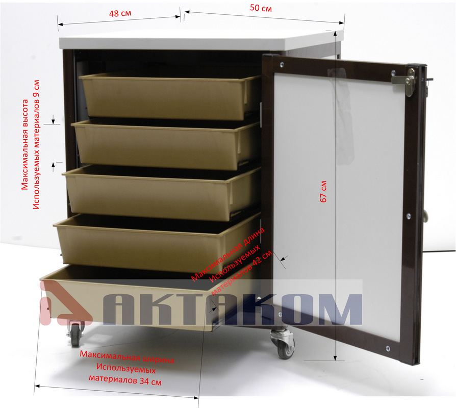 АРМ-5255 Тумбочка мобильная с дверцей - Размеры для использования