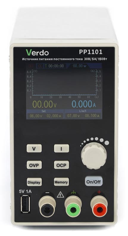 VERDO PP1101 Источник питания 30В, 5А, 150 Вт - вид спереди